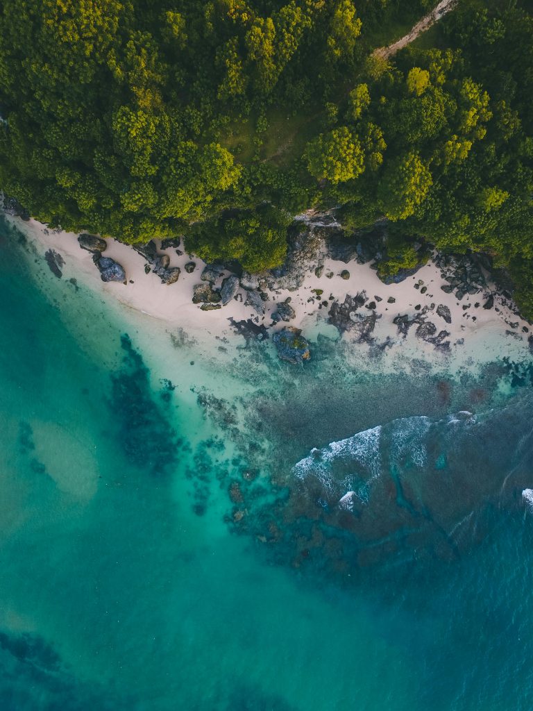 pexels-photo-931018-931018 Stunning aerial view of a pristine beach in Bali with turquoise waters and lush greenery.